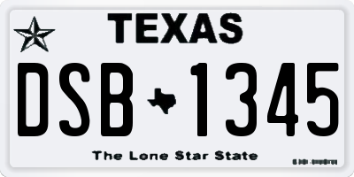 TX license plate DSB1345