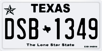 TX license plate DSB1349