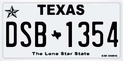 TX license plate DSB1354