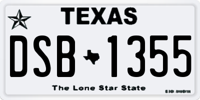 TX license plate DSB1355