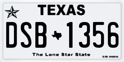 TX license plate DSB1356