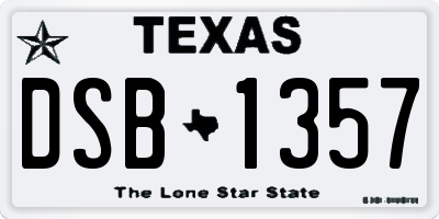 TX license plate DSB1357