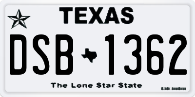 TX license plate DSB1362