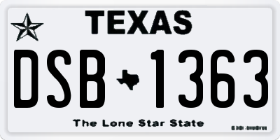 TX license plate DSB1363