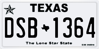TX license plate DSB1364