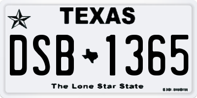 TX license plate DSB1365