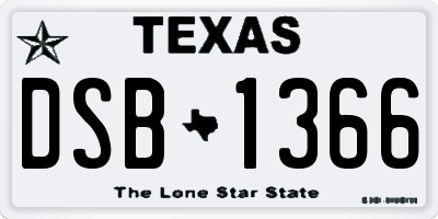 TX license plate DSB1366