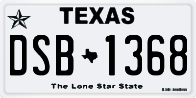 TX license plate DSB1368