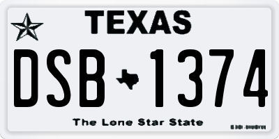 TX license plate DSB1374
