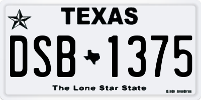 TX license plate DSB1375