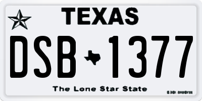 TX license plate DSB1377