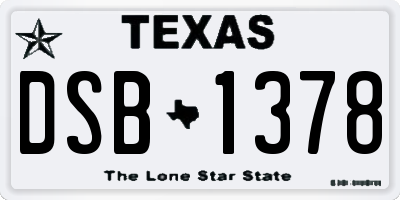 TX license plate DSB1378