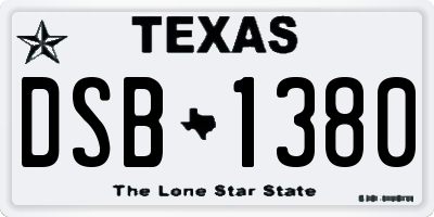 TX license plate DSB1380