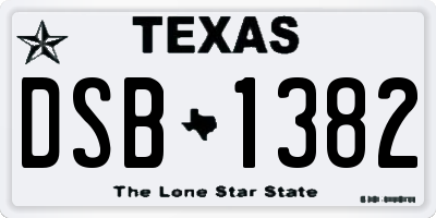TX license plate DSB1382