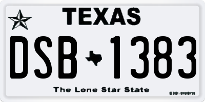 TX license plate DSB1383