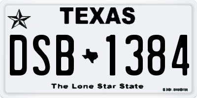 TX license plate DSB1384