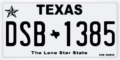 TX license plate DSB1385