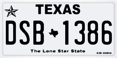 TX license plate DSB1386