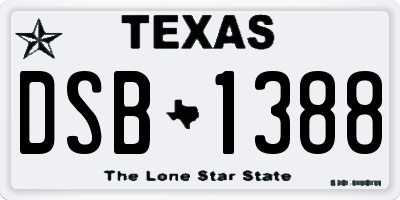TX license plate DSB1388