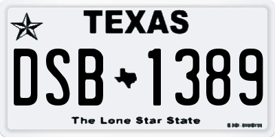 TX license plate DSB1389