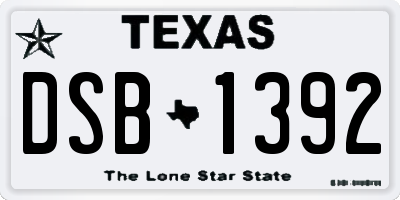 TX license plate DSB1392