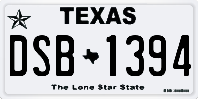 TX license plate DSB1394