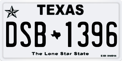 TX license plate DSB1396