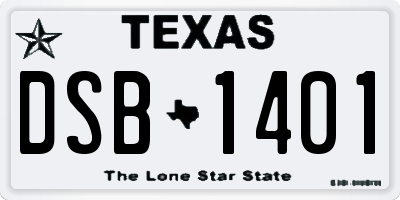 TX license plate DSB1401