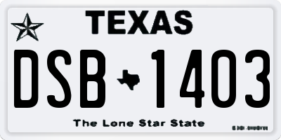 TX license plate DSB1403