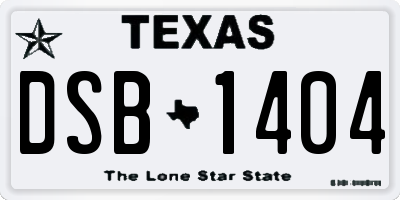 TX license plate DSB1404