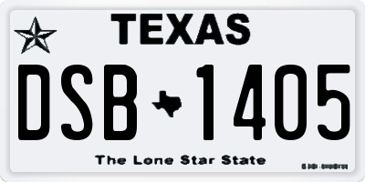 TX license plate DSB1405
