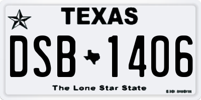 TX license plate DSB1406
