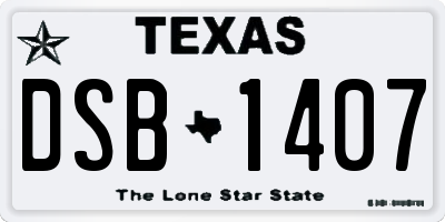 TX license plate DSB1407
