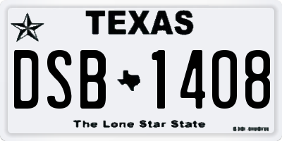 TX license plate DSB1408