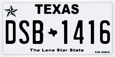 TX license plate DSB1416