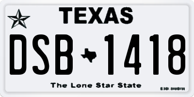 TX license plate DSB1418