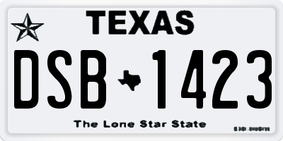 TX license plate DSB1423