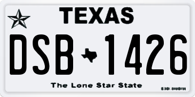 TX license plate DSB1426