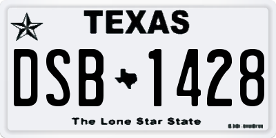 TX license plate DSB1428