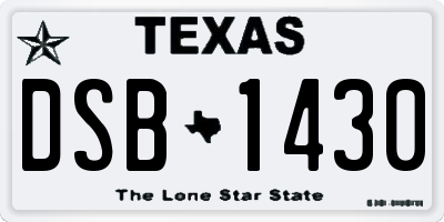 TX license plate DSB1430