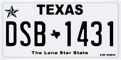 TX license plate DSB1431