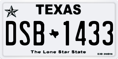 TX license plate DSB1433