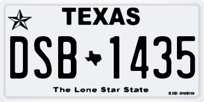 TX license plate DSB1435
