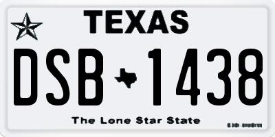 TX license plate DSB1438