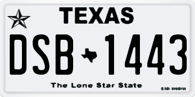 TX license plate DSB1443