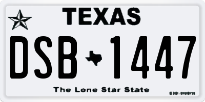 TX license plate DSB1447