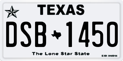 TX license plate DSB1450