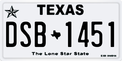 TX license plate DSB1451