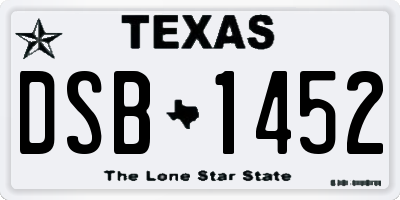 TX license plate DSB1452