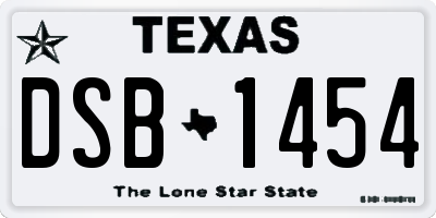 TX license plate DSB1454